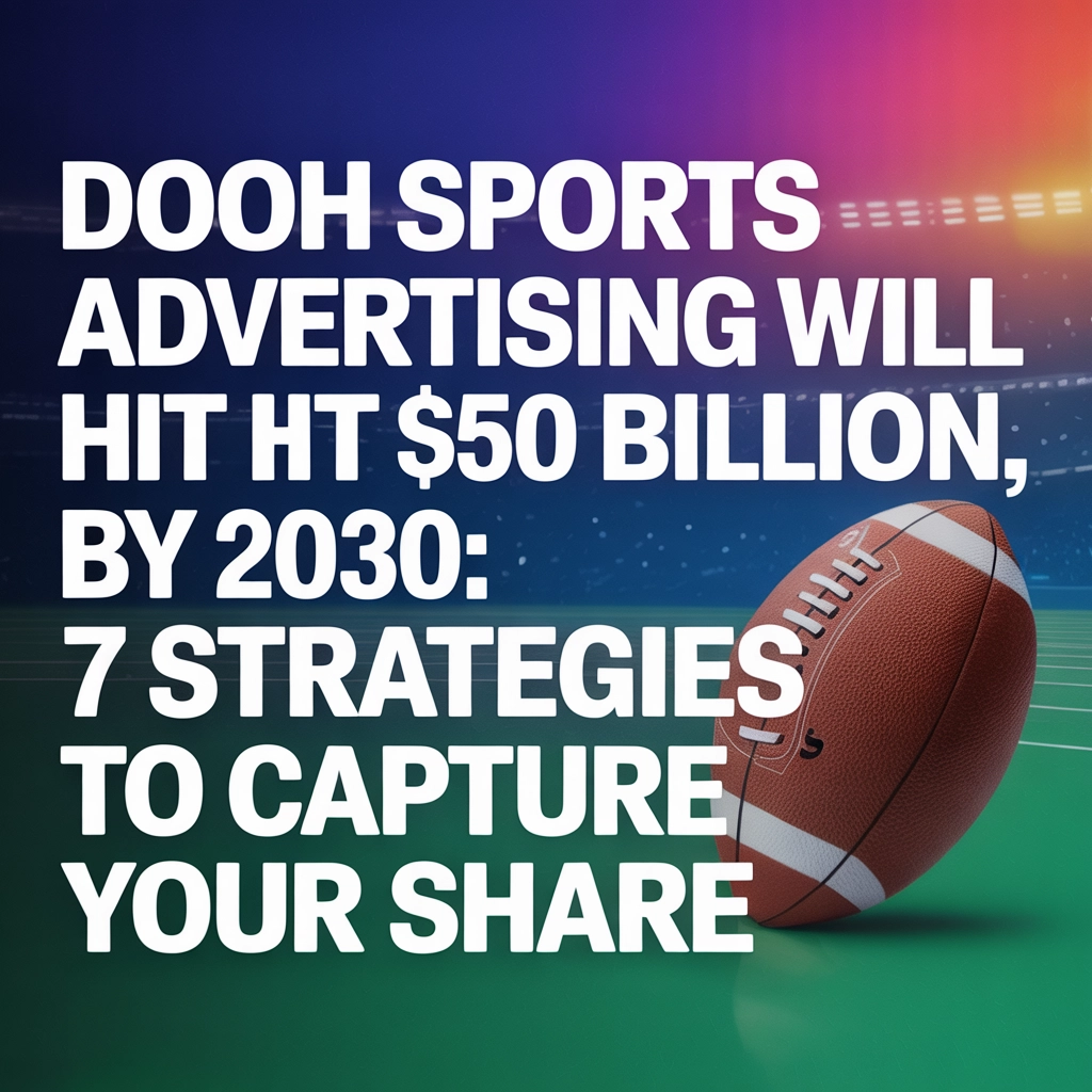 Digital out-of-home sports advertising displays showing game highlights at modern stadium