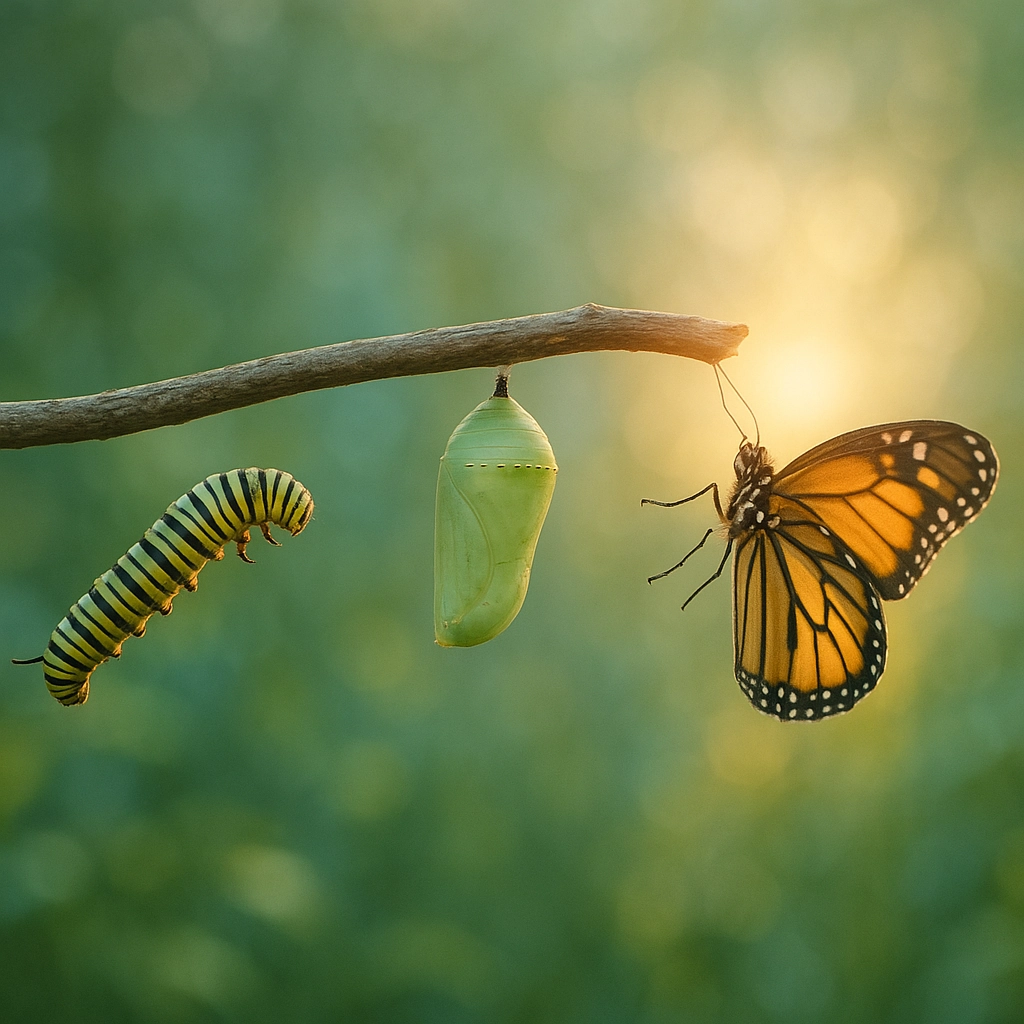 Butterfly transformation timelapse representing new creation in Christ