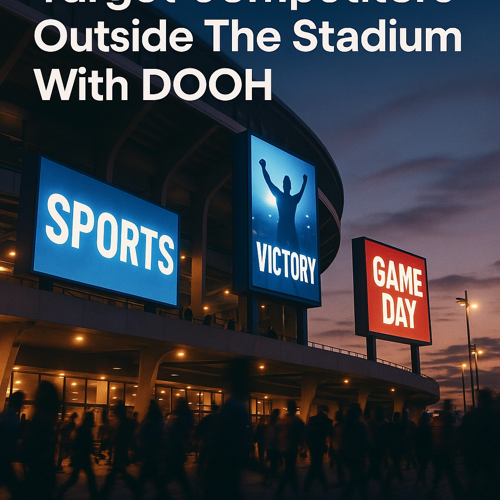 OOH Sports DOOH digital out-of-home sports marketing near stadiums and arenas — target competitors within a 5-mile radius by Sports Media Inc.