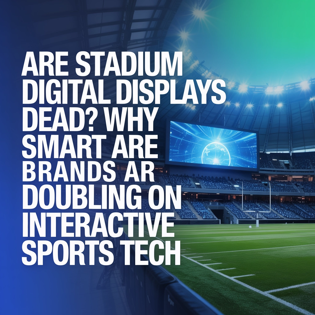 Stadium digital displays showing interactive content with fans engaging