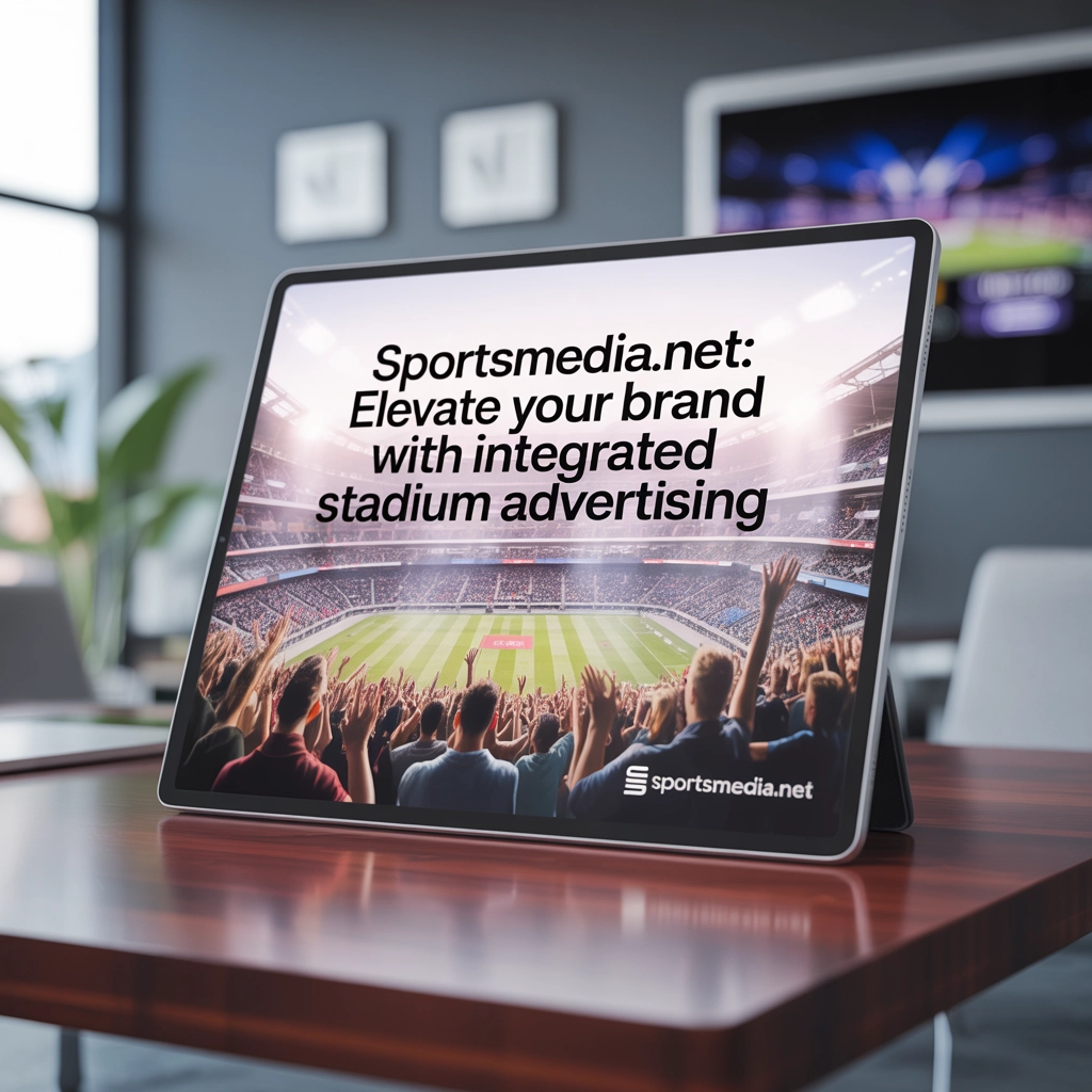 Stadium advertising displays showing brand logos during live sports event