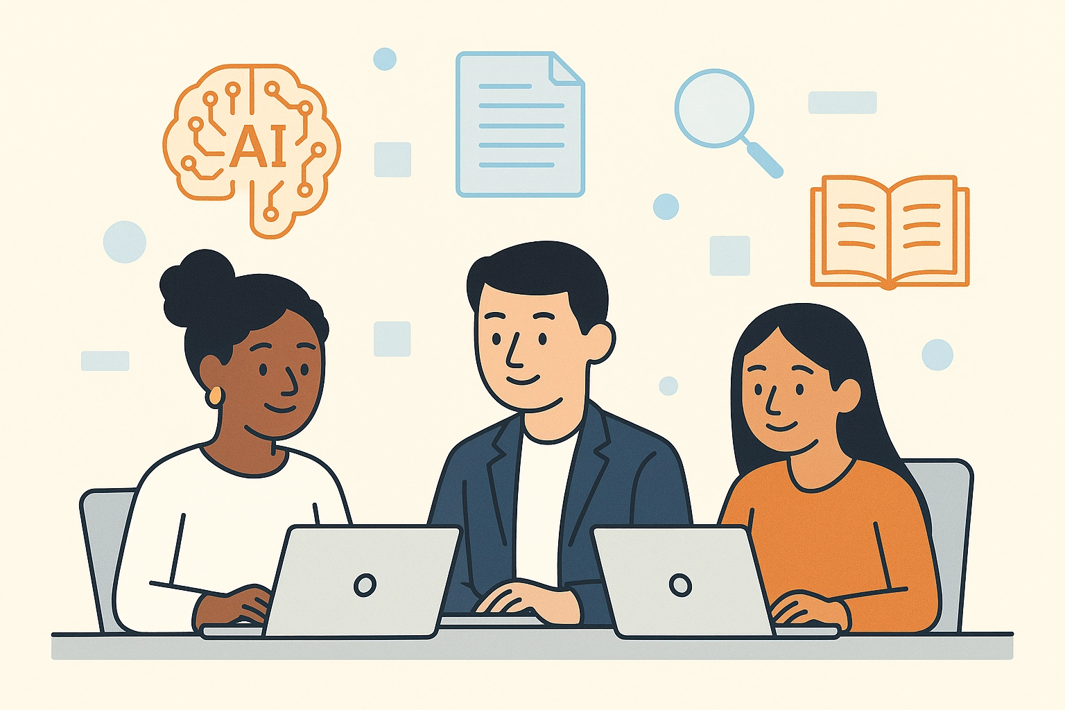 Inclusive intake — minimal flat design with soft blue and orange accents